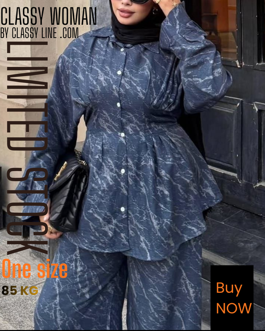 سوت نسائي قطعتين خامة رويال,  بتصميم عصري - متوفر بلونين