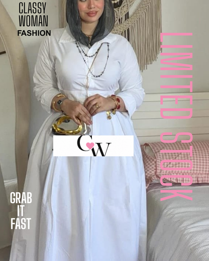 ✨ الأميره.. دريس كتان إسباني أبيض ✨