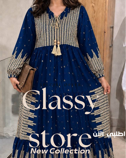 عباية فسكوز مستورد مطرزة بتصميم بوهيمي ساحر - Classy Woman