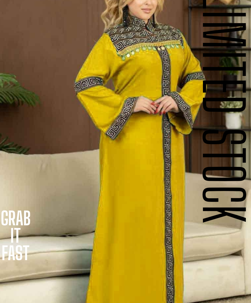 عباية قطن مراسي بتطريز تراثي رائع وحزام جانبي متصل  | Classy Woman
