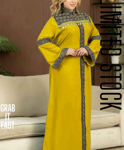 عباية قطن مراسي بتطريز تراثي رائع وحزام جانبي متصل  | Classy Woman