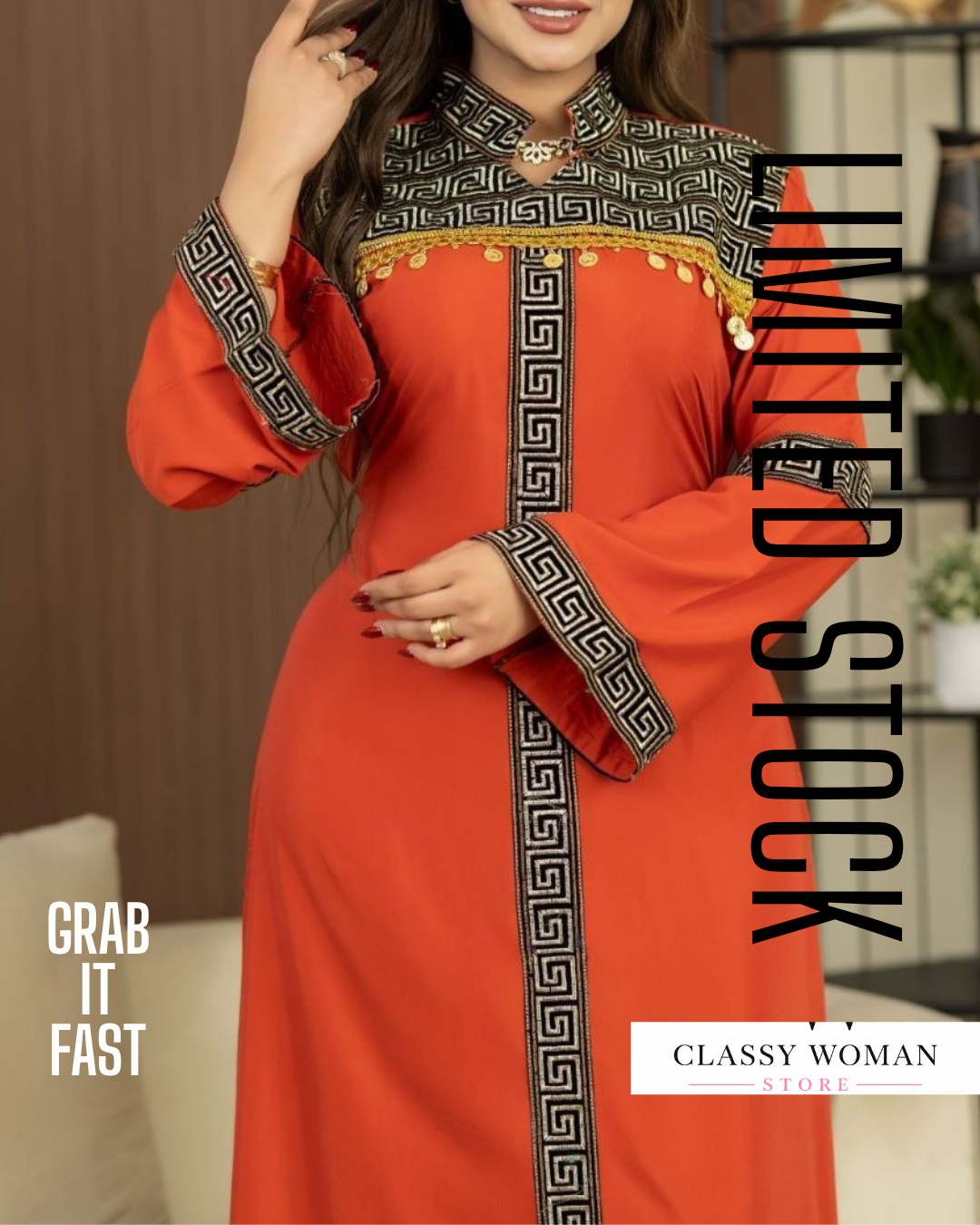 عباية قطن مراسي بتطريز تراثي رائع وحزام جانبي متصل  | Classy Woman