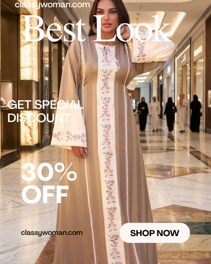 👑 عباية الساتان والكتان الفاخرة | أناقة راقية بتفاصيل مميزة ✨