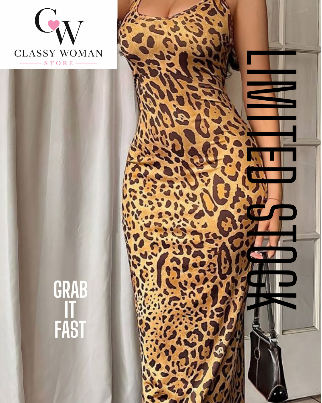 فستان ليوبارد حمالات طويل | خامة زبدة مستوردة مطبوعة | Classy Woman