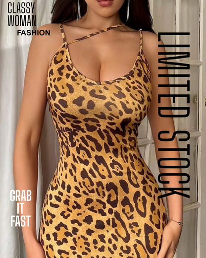 فستان ليوبارد حمالات طويل | خامة زبدة مستوردة مطبوعة | Classy Woman