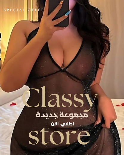 فستان لانجري نسائي طويل من الشيفون الشفاف اللامع