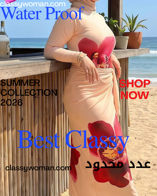 بوركيني 3 قطع Bure Classy 3 مقاوم للماء –  | كوليكشن صيف 2026 | Classy Womanطبعة زهور الأوركيد